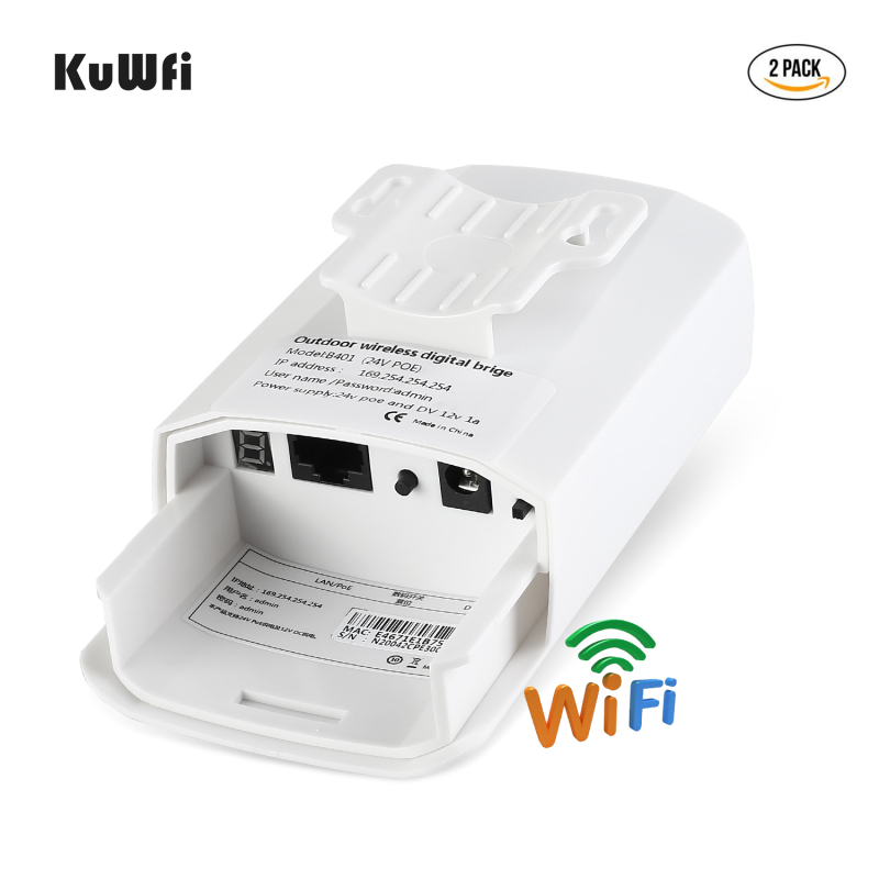 kuwfi outdoor wifi wireless router bridge 2.4g ap 1km long range 300mbps wireless cpe router with 1*10/00m lan port 2pcs