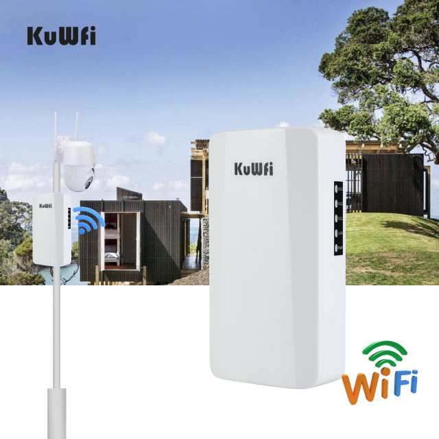 kuwfi outdoor wifi wireless router bridge 2.4g ap 1km long range 300mbps wireless cpe router with 1*10/00m lan port 2pcs