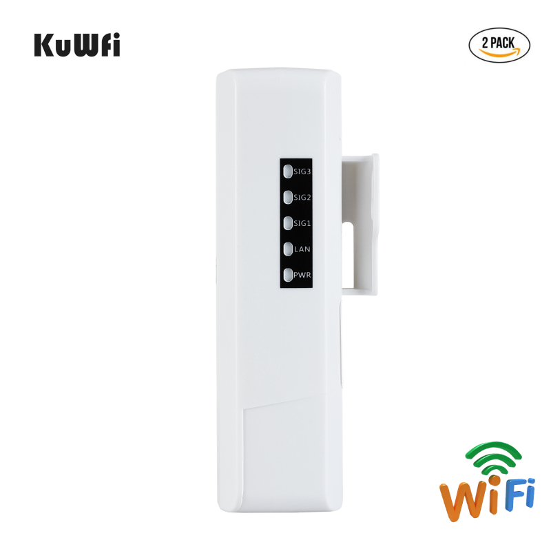 kuwfi outdoor wifi wireless router bridge 2.4g ap 1km long range 300mbps wireless cpe router with 1*10/00m lan port 2pcs