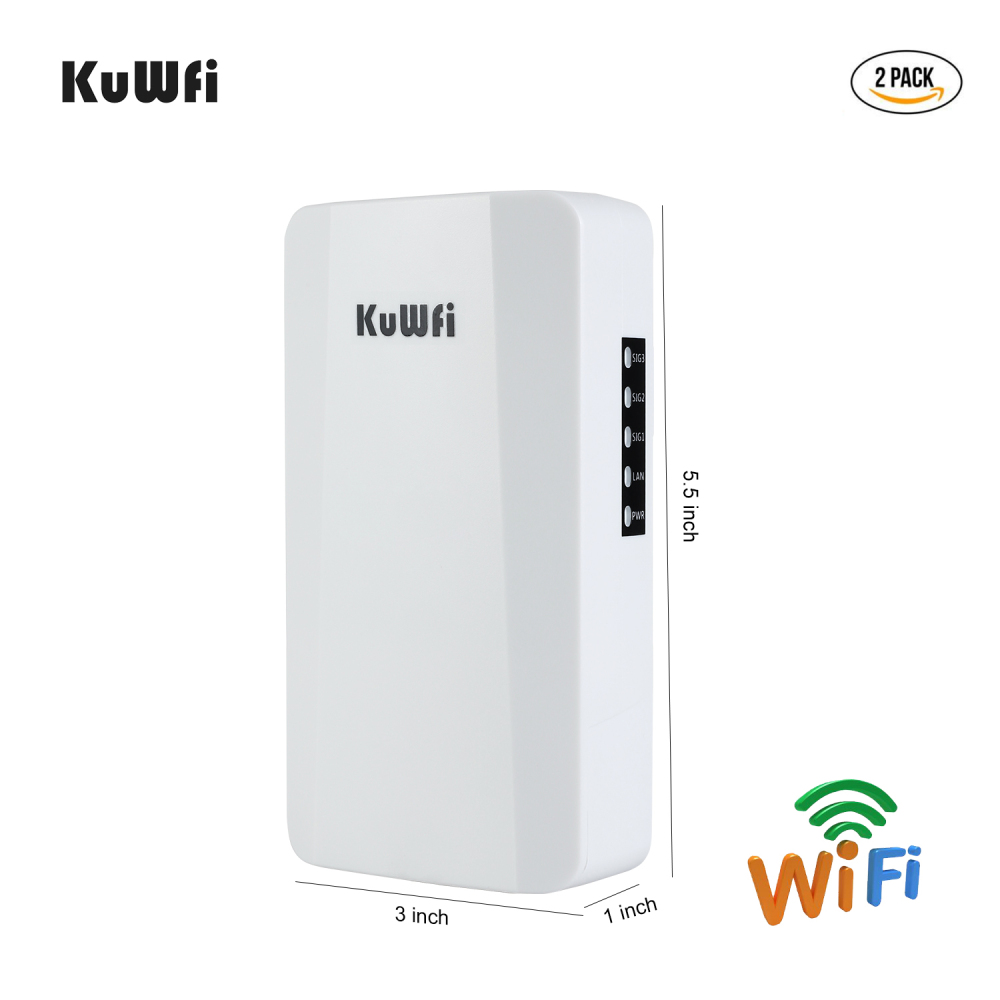 kuwfi outdoor wifi wireless router bridge 2.4g ap 1km long range 300mbps wireless cpe router with 1*10/00m lan port 2pcs