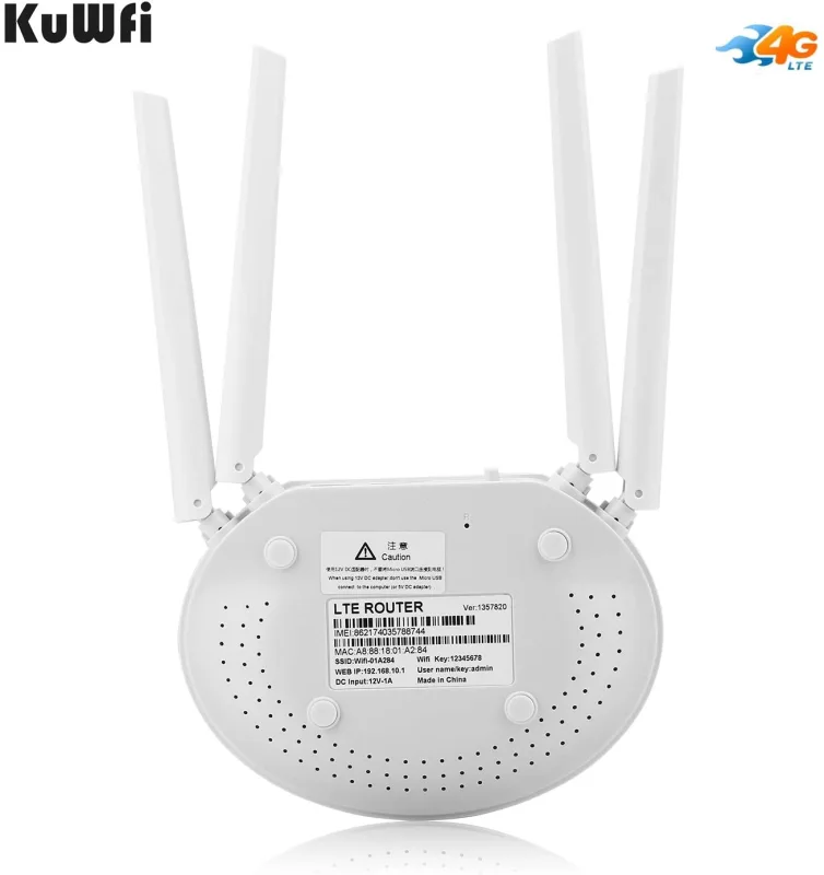 KuWFI Wireless Router CAT4 SIM Router Wireless WiFi Internet Unlock 4 Pieces Non-Removable Antennas Mobile WiFi Hotspot Support Network
