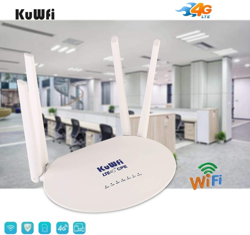 KuWFI Wireless Router CAT4 SIM Router Wireless WiFi Internet Unlock 4 Pieces Non-Removable Antennas Mobile WiFi Hotspot Support Network