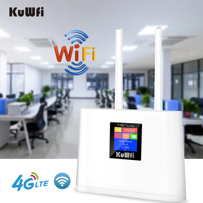 Kuwfi 150mbps router cpe 4g unlocked wireless router cat4 router 2 external antennas wan/lan wifi port router with sim card slot