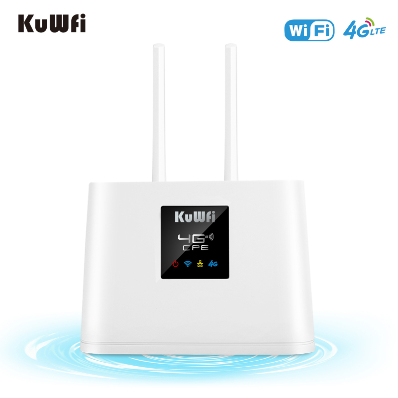 Kuwfi unlocked router cpe 4g router wifi hotspot sim card modem rj45 wan lan router 150mbps wireless router external antennas