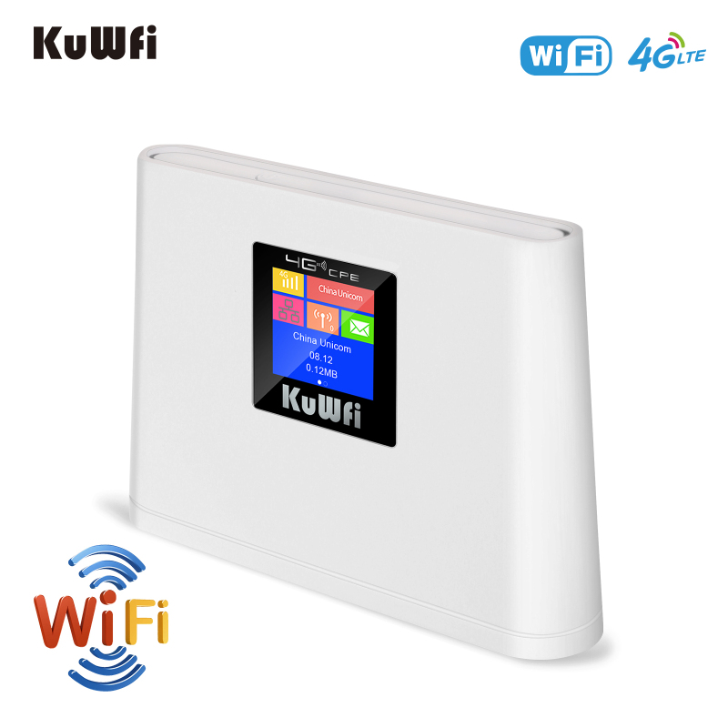 Kuwfi 4g wireless router 150mbps cat4 router unlocked com with wan/lan rj45 wifi lte hotspot router with sim card slot