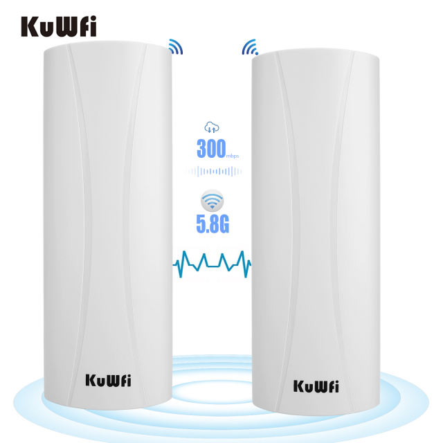 KuWFi Wireless Bridge Router Outdoor 5.8G 3KM Long Range Wifi Repeater 300Mbp Wireless Access Point 14dBi Wifi Signal Amplifier