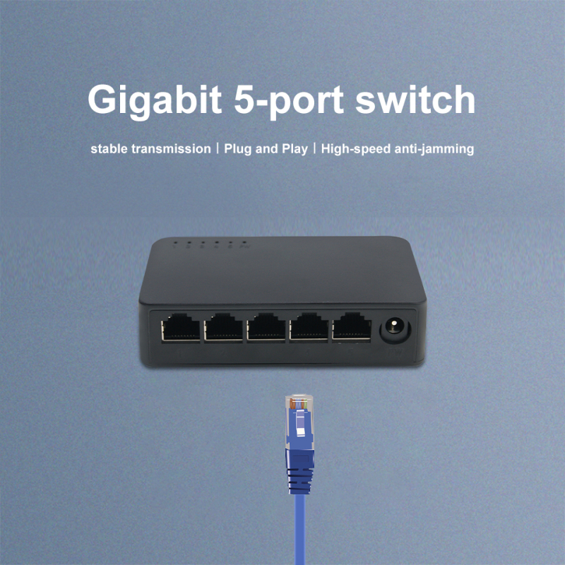 Kuwfi 5 ports gigabit switch 10/100/1000mbps fast ethernet switcher 4k lightning protection smart switch support ieee802.3x