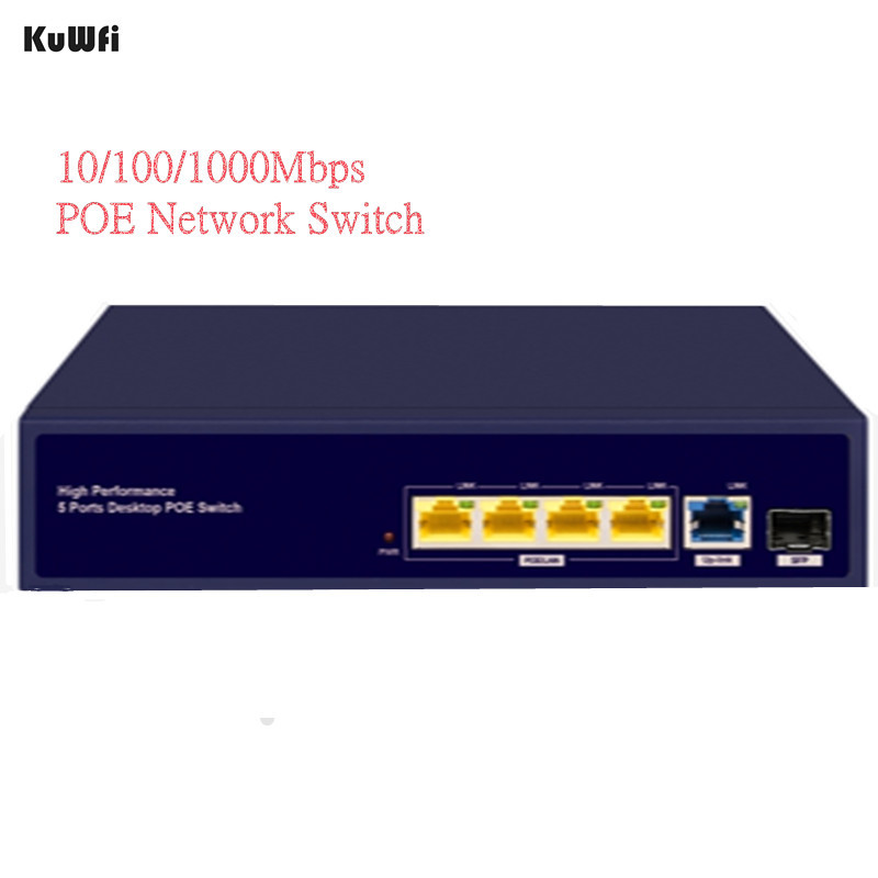 6 Ports Gigabit PoE Switch 1000mbps Ethernet Switches for Network Cameras & AP 30w Wireless Switch with Gigabit SFP Fiber