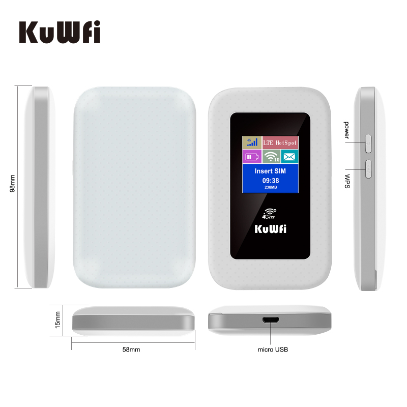 KuWFi 4G Portable Router 150Mbps Mobile Hotspot Router Mini 4G LTE Wi-fi Modem SIM Card Router