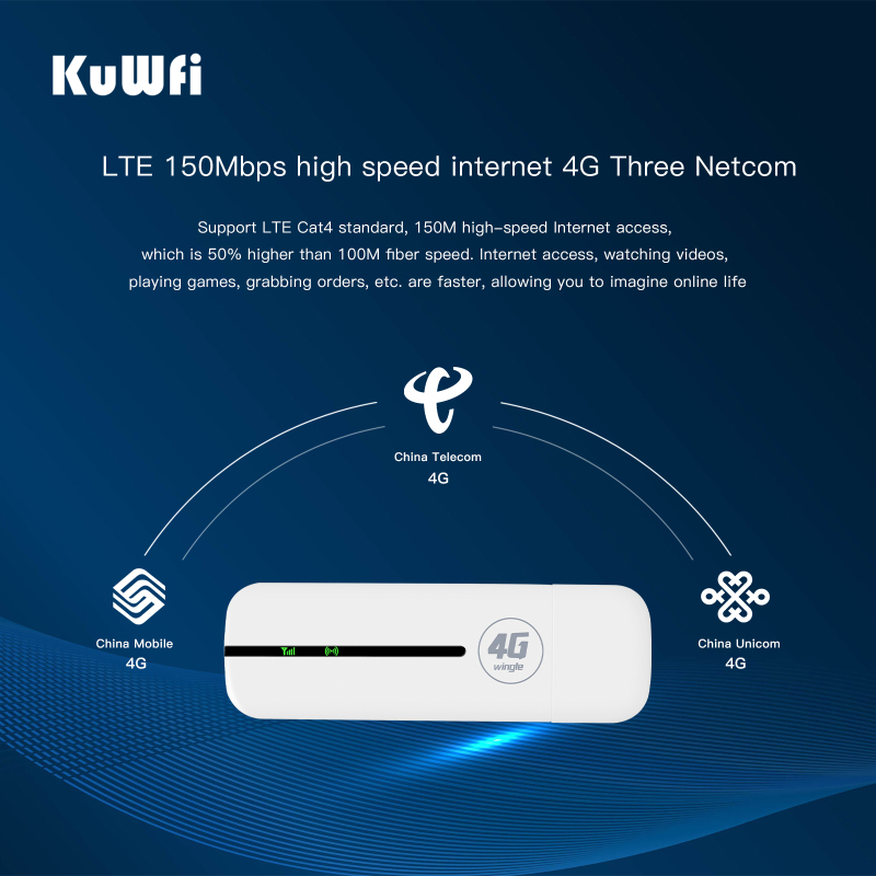 KuWFi 4G WIFI USB Modem Unlocked Version 4G Sim Card Wireless Router Wifi Mobile Dongle Mini Hotspot/Wi Fi Dongle Pоутер FDD