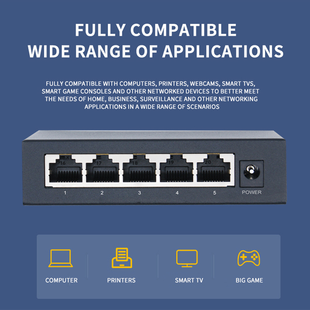 KuWFi 5 Port 8 Ports 10 Ports Gigabit Network Switch 10/100/1000Mbps RJ45 LAN Hub Desktop Fast Ethernet Switch for Home Office