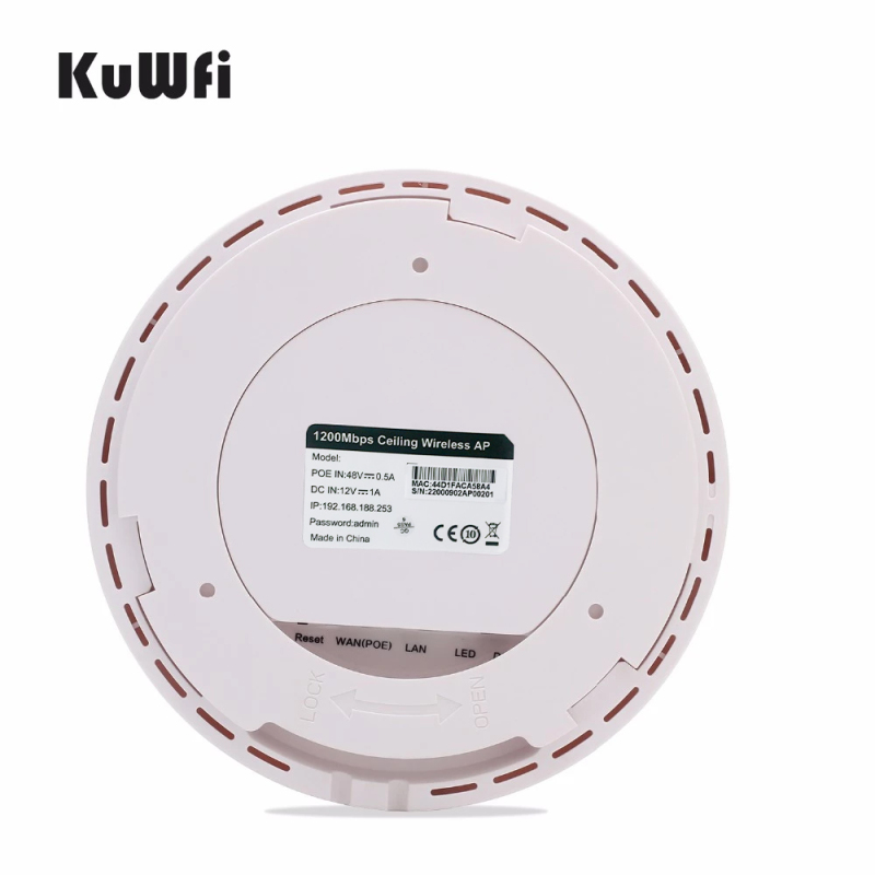 KuWFi 1200Mbps Wireless Ceiling AP 11ac 2.4Ghz &amp; 5.8 Ghz Ceiling-mounted AP Router Access Point with 48V POE Power