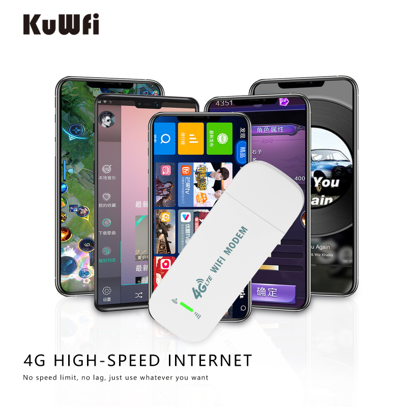 KuWFi Modem 4G WIFI Sim Card 150Mbps Mobile WIFI USB Dongle Wireless Hotspot Network Car LTE Router for PC Desktop Laptop