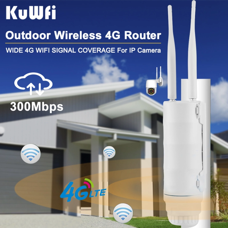 KuWFi Outdoor Wireless 4G WiFi Router 150Mbps 2.4G WIFI Repeater Extender 2 Antenna Hotspot Router Waterproof AP to IP Camera