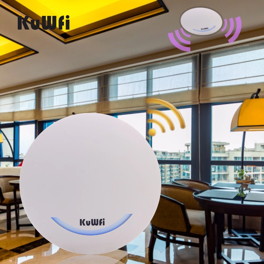 KuWFi 1200Mbps Wireless Ceiling AP 11ac 2.4Ghz & 5.8 Ghz Ceiling-mounted AP Router Access Point with 48V POE Power