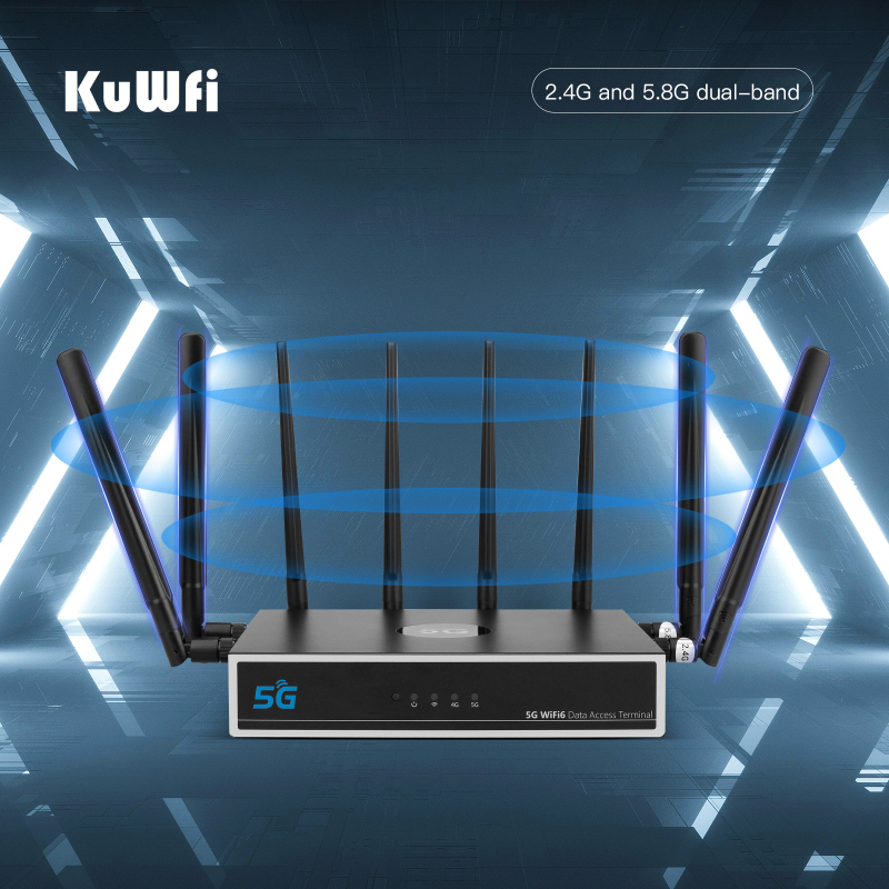 KuWFi 5G CPE WiFi Router 1800Mbps Wireless Modem Dual Band 5G Mobile Wifi with SIM Card WiFi6 MU-MIMO Support Web/APP 100+ Users