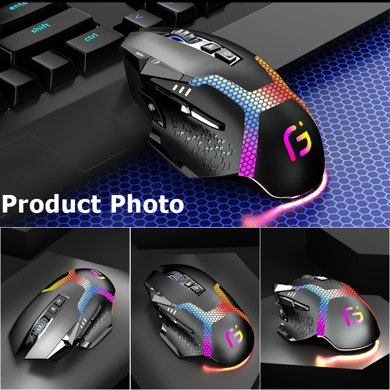 KuWFi Wireless Mouse 2.4G  4.0+5.0 RGB Rechargeable Ergonomic Gaming Mouse LED Backlight Wired Computer for Laptop