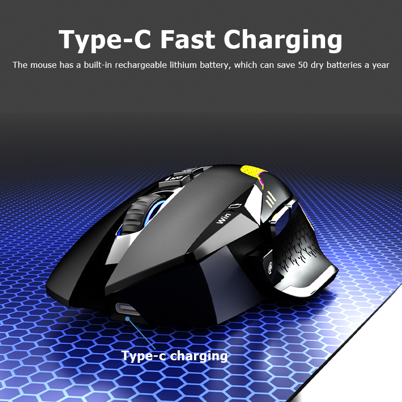 KuWFi Wireless Mouse 2.4G  4.0+5.0 RGB Rechargeable Ergonomic Gaming Mouse LED Backlight Wired Computer for Laptop