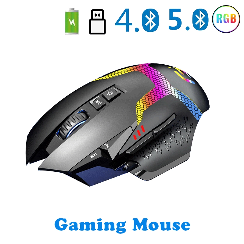 KuWFi Wireless Mouse 2.4G  4.0+5.0 RGB Rechargeable Ergonomic Gaming Mouse LED Backlight Wired Computer for Laptop