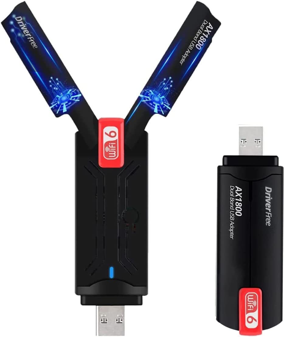 KuWFi WiFi6 USB Adapter Dual Band AX1800 2.4G&5G Wireless Network Card for Window7/10/11 USB3.0 1800Mbps Gaming WiFi 6 Receive