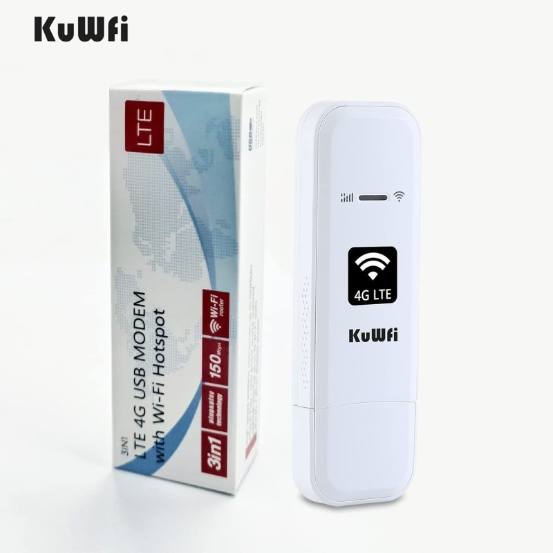 KuWFi 4G Wifi Router Dongle Unlocked 3G/4G USB Modem External Antenna Mobile Wireless Wifi Hotspot With SIM Card Slot