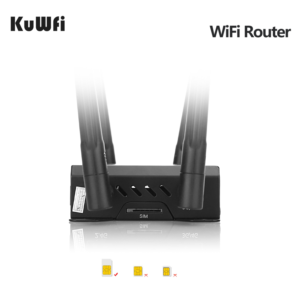 KuWFi CAT6 300Mbps 3G 4G LTE Car WiFi Wireless Router Extender Strong Signal Car WiFi Routers with USB Port SIM Card Slot with External Antennas