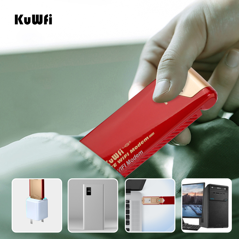 KuWFi 4G USB WiFi Modem 150Mbps USB Dongle Mobile Broadband Sim Card Wireless Adapter Hotspot Mini Router With External Antenna