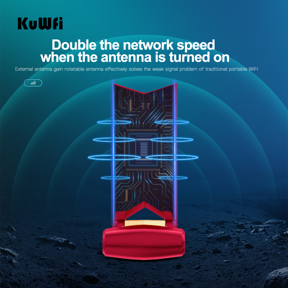 KuWFi 4G USB WiFi Modem 150Mbps USB Dongle Mobile Broadband Sim Card Wireless Adapter Hotspot Mini Router With External Antenna