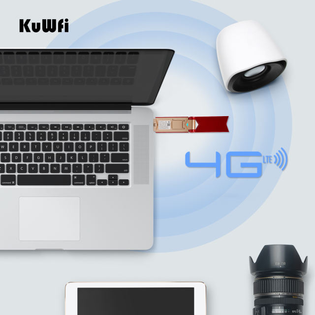 KuWFi 4G USB WiFi Modem 150Mbps USB Dongle Mobile Broadband Sim Card Wireless Adapter Hotspot Mini Router With External Antenna