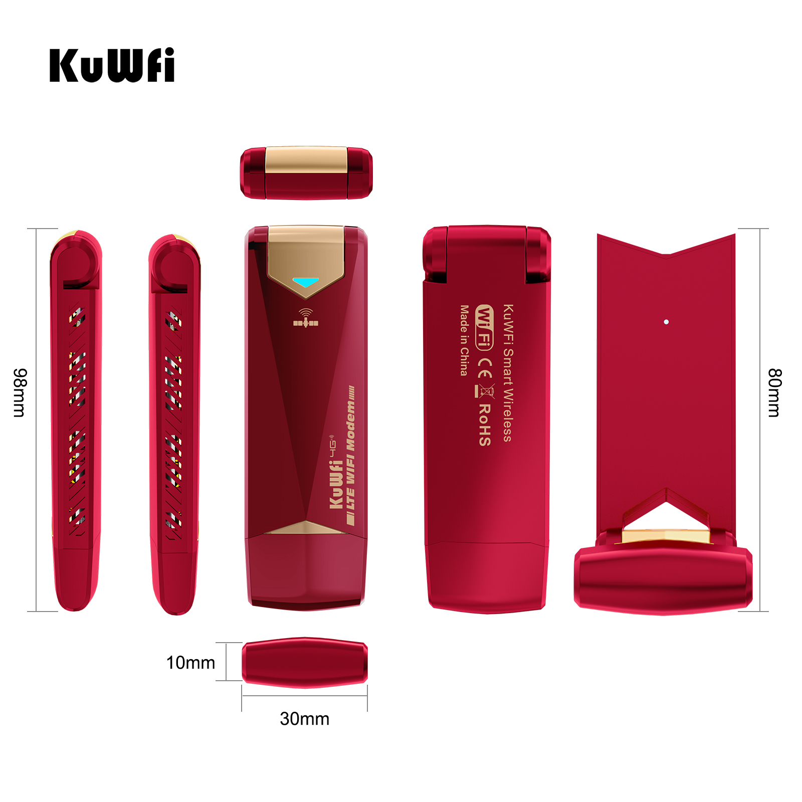 KuWFi 4G USB WiFi Modem 150Mbps USB Dongle Mobile Broadband Sim Card Wireless Adapter Hotspot Mini Router With External Antenna