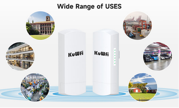 KuWFi 5.8G WIFI Router Outdoor Wireless 300Mbps Wifi Repeater Point to Point Wifi Signal Amplifier Increases Wifi Range 1-3KM