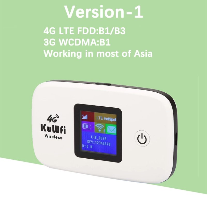 KuWFi 4G Lte Hotspot Wifi Router Mobile150Mbps 4G Pocket LTE Router Mobile Hotspot For Travel Router 2400mAh Battery High Speed