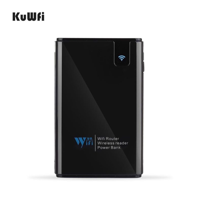 KuWFi Wireless Data share SD/TF/CF Card Reader 300Mbps Wireless Router&amp;Repeater Power Bank 6000MAH RJ45 for IOS Android