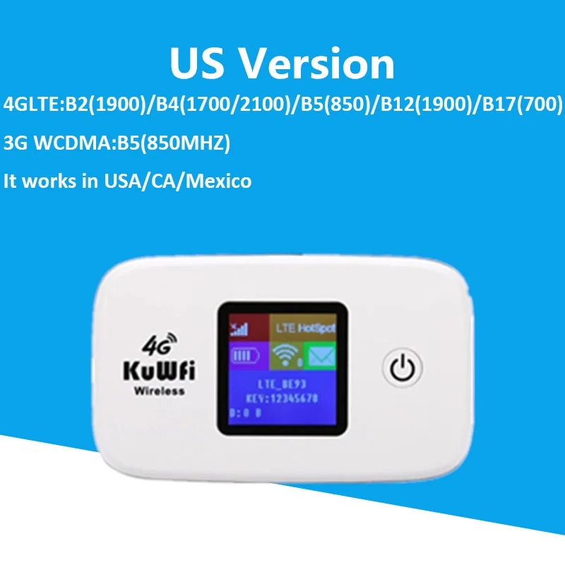 KuWFi 4G Lte Hotspot Wifi Router Mobile150Mbps 4G Pocket LTE Router Mobile Hotspot For Travel Router 2400mAh Battery High Speed