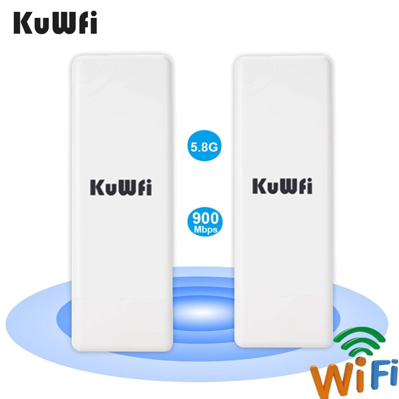 KuWFi Outdoor Wifi Bridge 5.8G 900Mbps Wireless CPE Router  Point to Point 1-2KM WIFI Repeater WIFI Extender With POE Adapter