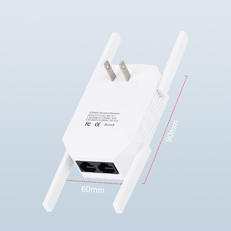 KuWFi 1200Mbps Wireless Repeater Dual Band Wifi Signal Booster Wifi Range Extender Router Network Amplifier 2 LAN Port 4 Antenna