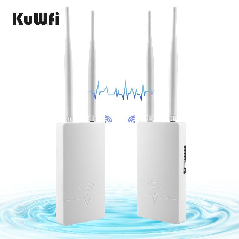 KuWFi 5G&amp;2.4Gh 1200Mbps Outdoor Wireless WiFi AP Router High Power Dual Dand High Gain 2*5dBi Wifi Antenna With 24V POE