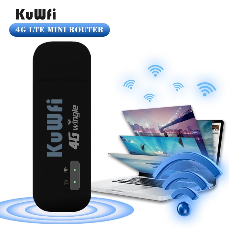 KuWFi 4G Wireless Router USB Dongle 150Mbps USB Modem Stick Mobile Broadband Sim Card Wireless WiFi Adapter 4G Card Router Home