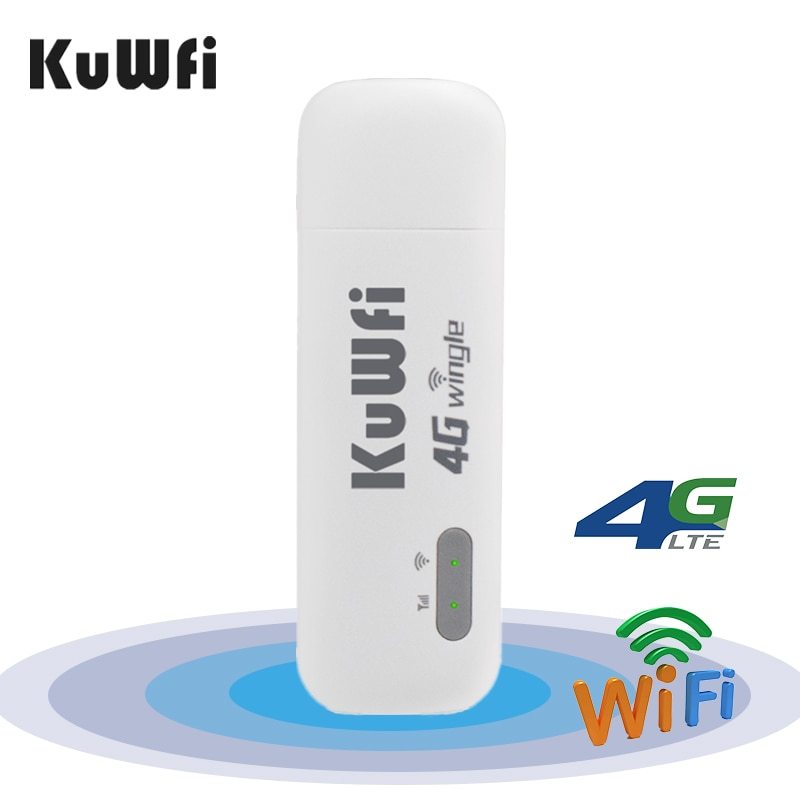 KuWFi 4G Router USB Modem 4G Wifi Dongle Unlocked Mini Car Wireless Routers Mobile Wifi Hotspot With Sim Card Slot