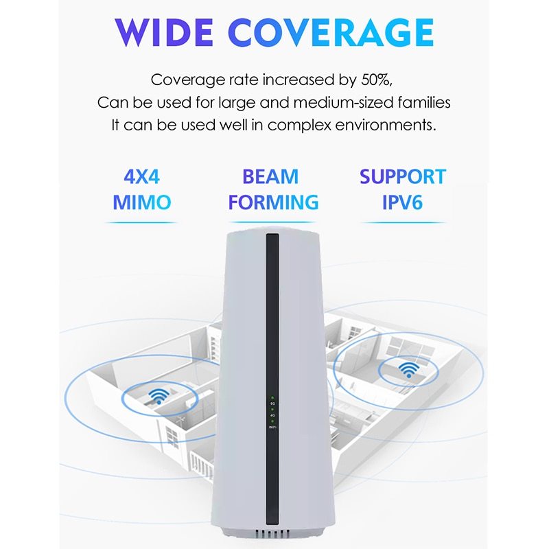 KuWFi  5G NR CPE Router 4G LTE Router Wireless Modem WiFi Hotspot Gigabit Ethernet Port Dual Band Global 5G Sim Card Wifi Router