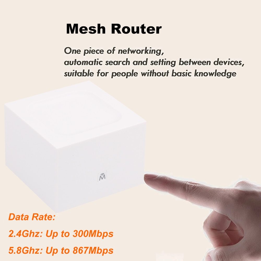 KuWFi Mesh Router WiFi 2.4G&5G AC1200 Whole Home Coverage Wireless System Ethernet Gigabit Port WiFi Extender APP Remote Manage
