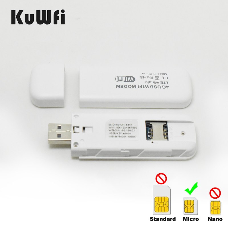 KuWFi 4G Router USB Modem 4G Wifi Dongle Unlocked Mini Car Wireless Routers Mobile Wifi Hotspot With Sim Card Slot