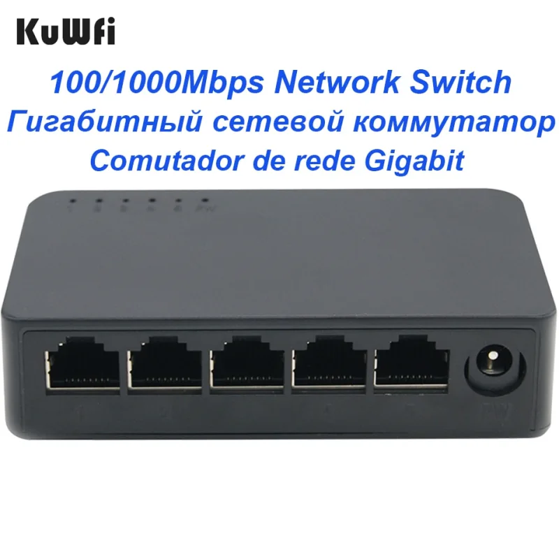 5 Port Mini Network Switches 100/1000Mbps RJ45 LAN Desktop Fast Ethernet Switching Hub Adapter Half/Full-Duplex for Home Monitor