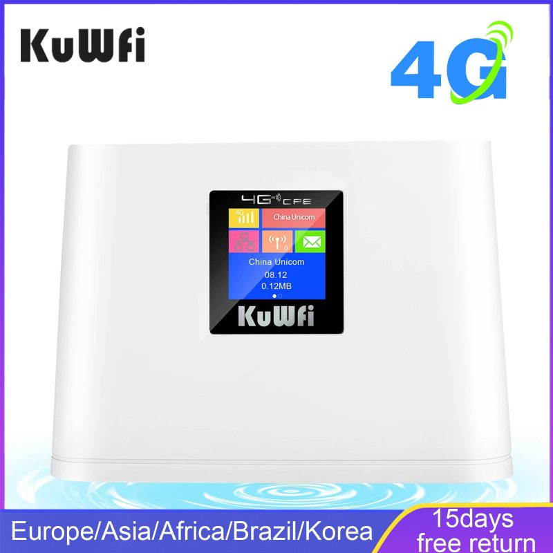 KuWFi 4G WiFi LTE Router To Wired CPE Amplifier Unlocked Modem 4G Wifi Internet Router150Mbps Wireless CPE Home Built-in Antenna