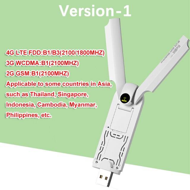 KuWFi 4G LTE USB Dongle 150Mbps Unlocked 4G Wireless Wifi Router Modem Hotspot with External Antenna Wifi Network Card for Car