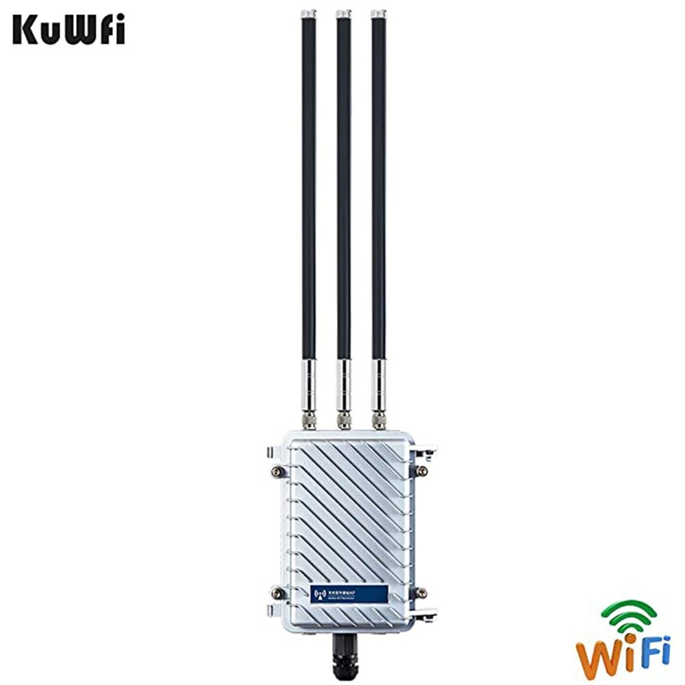 KuWFi Outdoor Wireless Bridge WiFi Access Point 750Mbps Wireless Repeater 2.4G&5.8G Wifi Antennas Waterproof Base Station AP