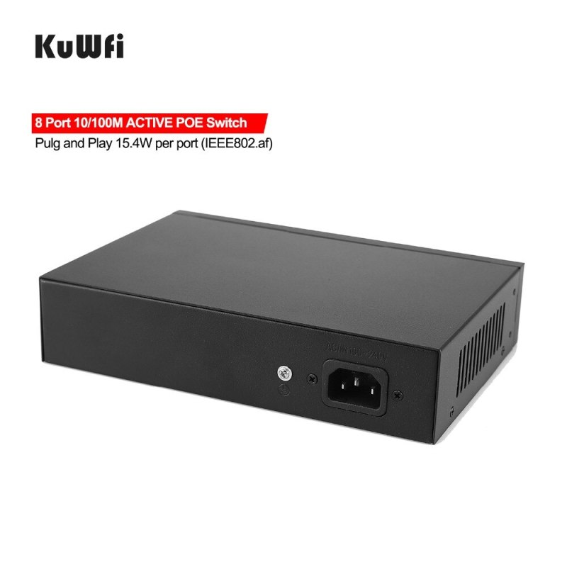 KuWFi POE Switch 48V 8Ports 100Mbps Ports IEEE 802.3 af/at Ethernet Switch Suitable for IP Camera/Wireless AP Router