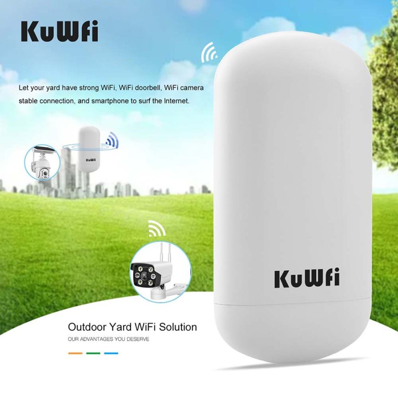 KuWFi 5.8G 450Mbps Wireless Bridge Outdoor Router CPE Point to Point 1-2KM Long Range Access With 8dbi Antenna 24V POE Adapter