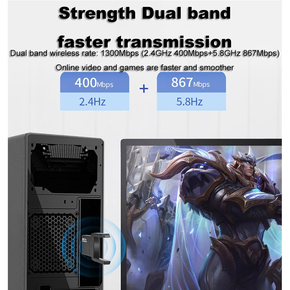 KuWFi 1300Mbps USB WiFi Adapter USB3.0 Network Card Dual Band 2.4G&5G Free Driver 802.11AC Wireless Wifi Receiver for Laptop PC