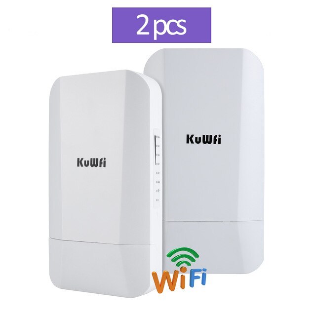 KuWFi 2.4G 300Mbps Outdoor Wireless Bridge Point to Point 1-2KM  Router  with Gigabit RJ45 port IP65 waterproof 24V POE Adapter